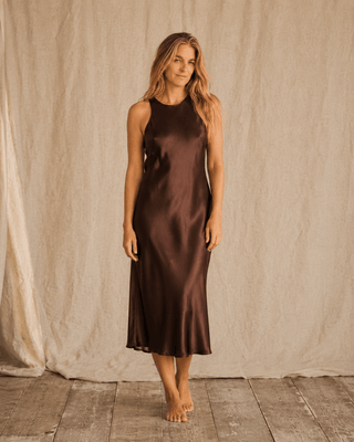 The Cacao Satin Midi — Dresses (view 4) | Après Sea Ranch