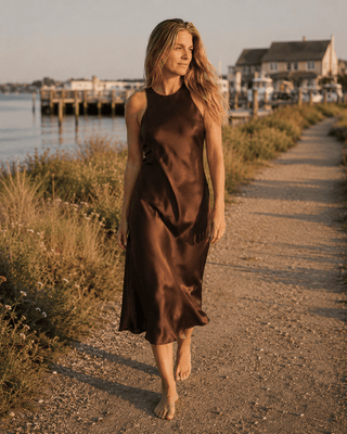 The Cacao Satin Midi — Dresses (view 2) | Après Sea Ranch