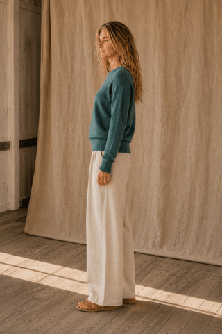 The Cliff Walk Ribbed Sweater - Teal Green (view 5) | Après Sea Ranch