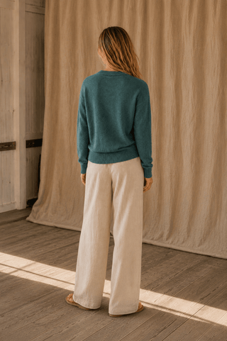 The Cliff Walk Ribbed Sweater - Teal Green (view 6) | Après Sea Ranch