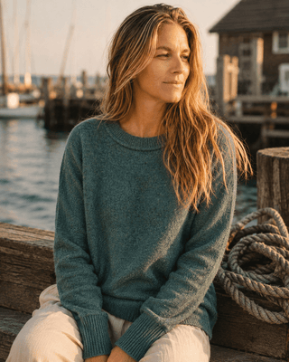 The Cliff Walk Ribbed Sweater - Teal Green (view 2) | Après Sea Ranch