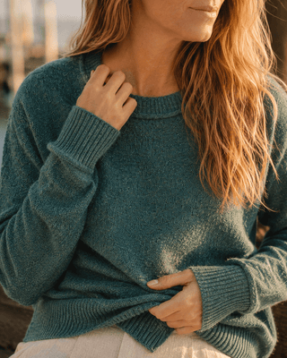 The Cliff Walk Ribbed Sweater - Teal Green (view 3) | Après Sea Ranch