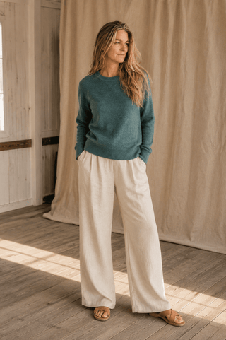 The Cliff Walk Ribbed Sweater - Teal Green (view 4) | Après Sea Ranch