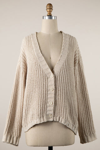 The Driftwood Cable Cardigan Sweater in Beige | Après Sea Ranch