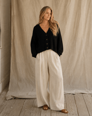 The Driftwood Cable Cardigan - Black (view 4) | Après Sea Ranch