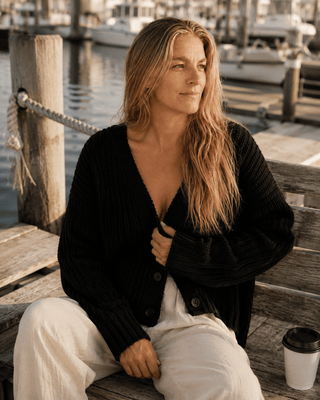 The Driftwood Cable Cardigan - Black (view 2) | Après Sea Ranch