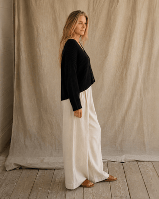 The Driftwood Cable Cardigan - Black (view 5) | Après Sea Ranch