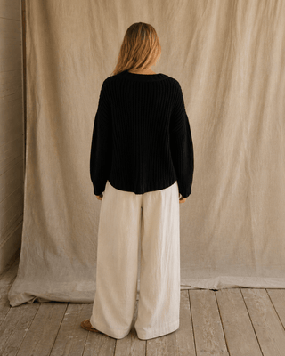 The Driftwood Cable Cardigan - Black (view 6) | Après Sea Ranch