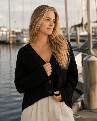 The Driftwood Cable Cardigan - Black - The Salty BabeSweaters