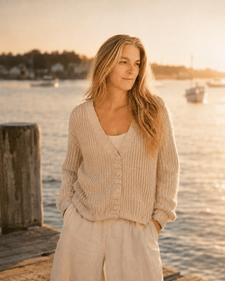 The Driftwood Cable Cardigan Sweater (view 9) | Après Sea Ranch