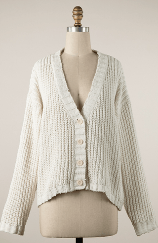 The Driftwood Cable Cardigan Sweater in Ivory | Après Sea Ranch