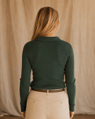 The Harbor Snap Sweater-Dark Green (view 6) | Après Sea Ranch