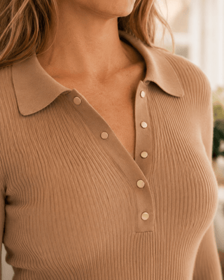 The Harbor Snap Sweater-Taupe (view 3) | Après Sea Ranch