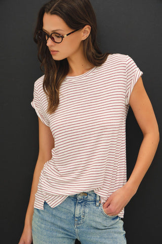 The Low Tide Stripe Tee in Cherry | Après Sea Ranch