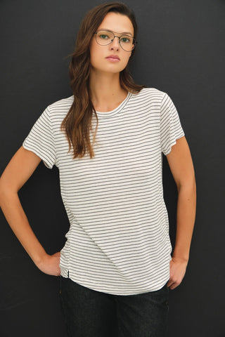 The Low Tide Stripe Tee in Charcoal | Après Sea Ranch