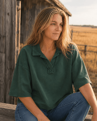 The Marina Short Sleeve Top- Dark Green (view 2) | Après Sea Ranch