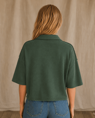 The Marina Short Sleeve Top- Dark Green (view 6) | Après Sea Ranch