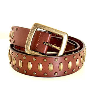 Ginger Blue The Ridge Stud Belt in Cognac | Après Sea Ranch