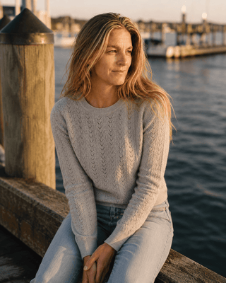 The Rose Island Crochet Sweater Top - Grey (view 2) | Après Sea Ranch