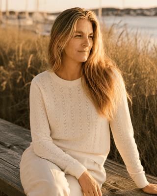 The Rose Island Crochet Sweater Top - Ivory (view 2) | Après Sea Ranch