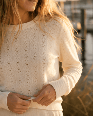 The Rose Island Crochet Sweater Top - Ivory (view 3) | Après Sea Ranch