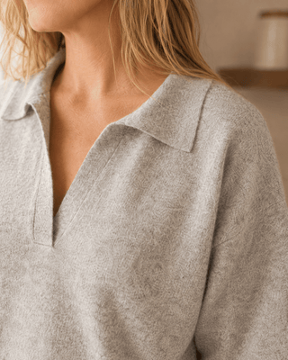 The Slow Morning Short Sleeve Sweater-Heather Grey (view 3) | Après Sea Ranch