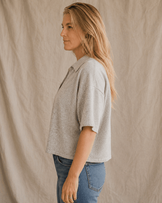 The Slow Morning Short Sleeve Sweater-Heather Grey (view 5) | Après Sea Ranch