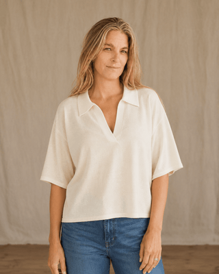 The Slow Morning Short Sleeve Sweater-Ivory (view 3) | Après Sea Ranch