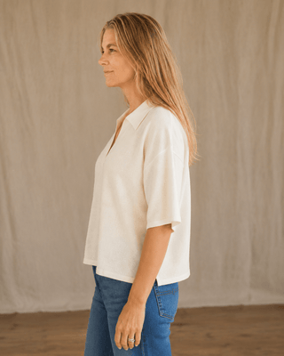 The Slow Morning Short Sleeve Sweater-Ivory (view 4) | Après Sea Ranch