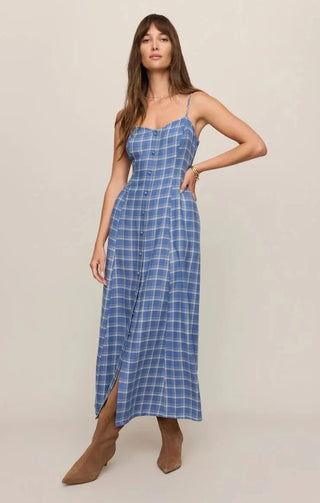 ZSUPPLY Angel Eyes Plaid Midi Dress - Mystic Blue | The Salty Babe