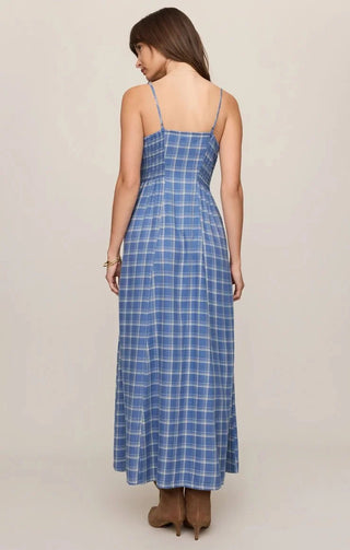 ZSUPPLY Angel Eyes Plaid Midi Dress - Mystic Blue (view 3) | The Salty Babe